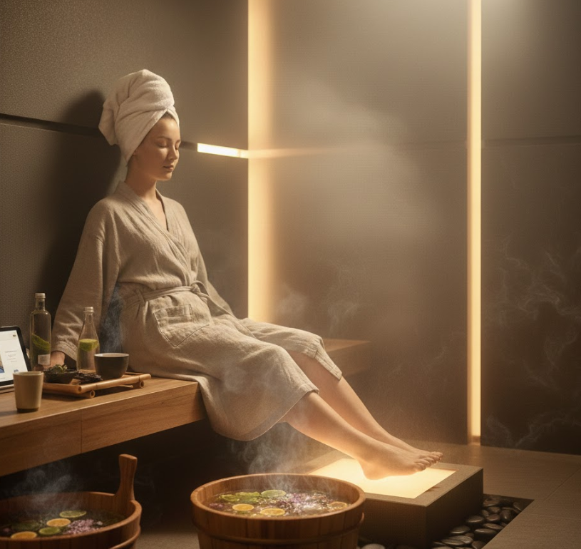En djup wellnessguide till fotmassage i ett svettrum